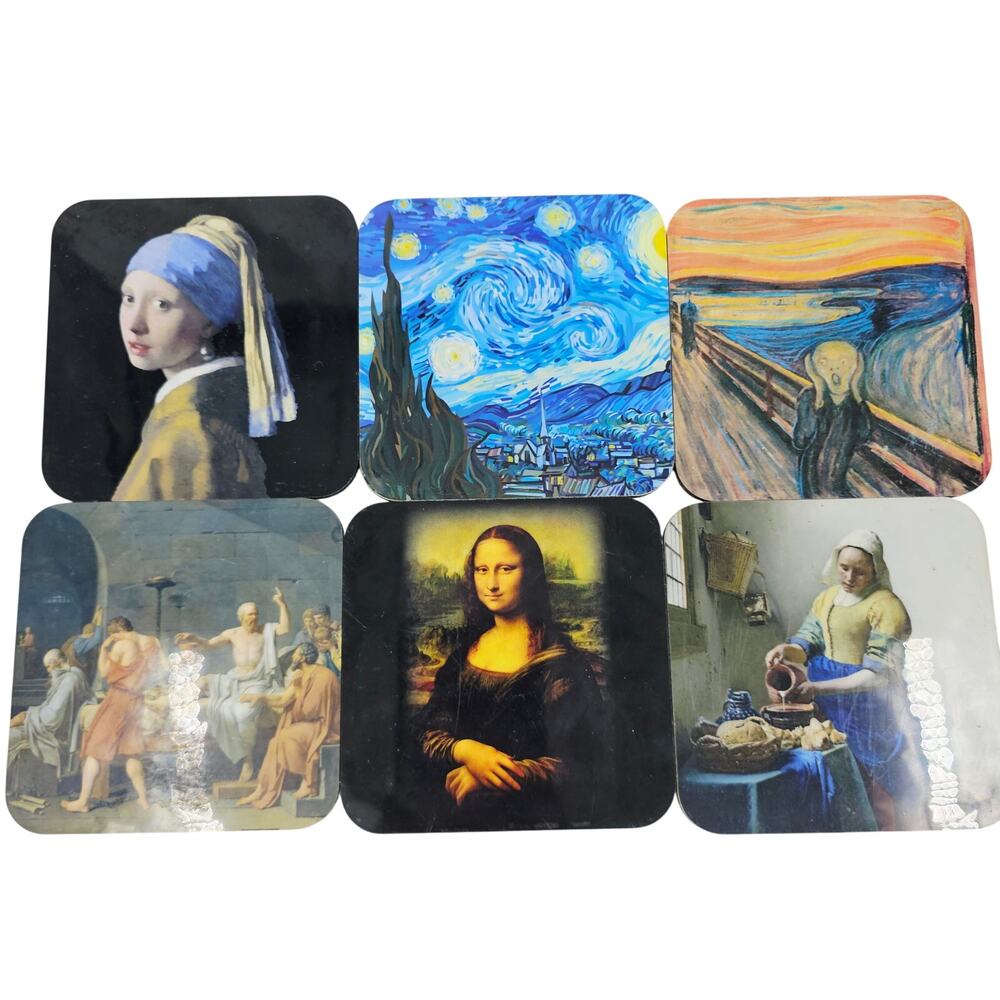 Lot Of 6 Art Coaster Famous Paintings Masterpieces Da Vinci Van Gogh